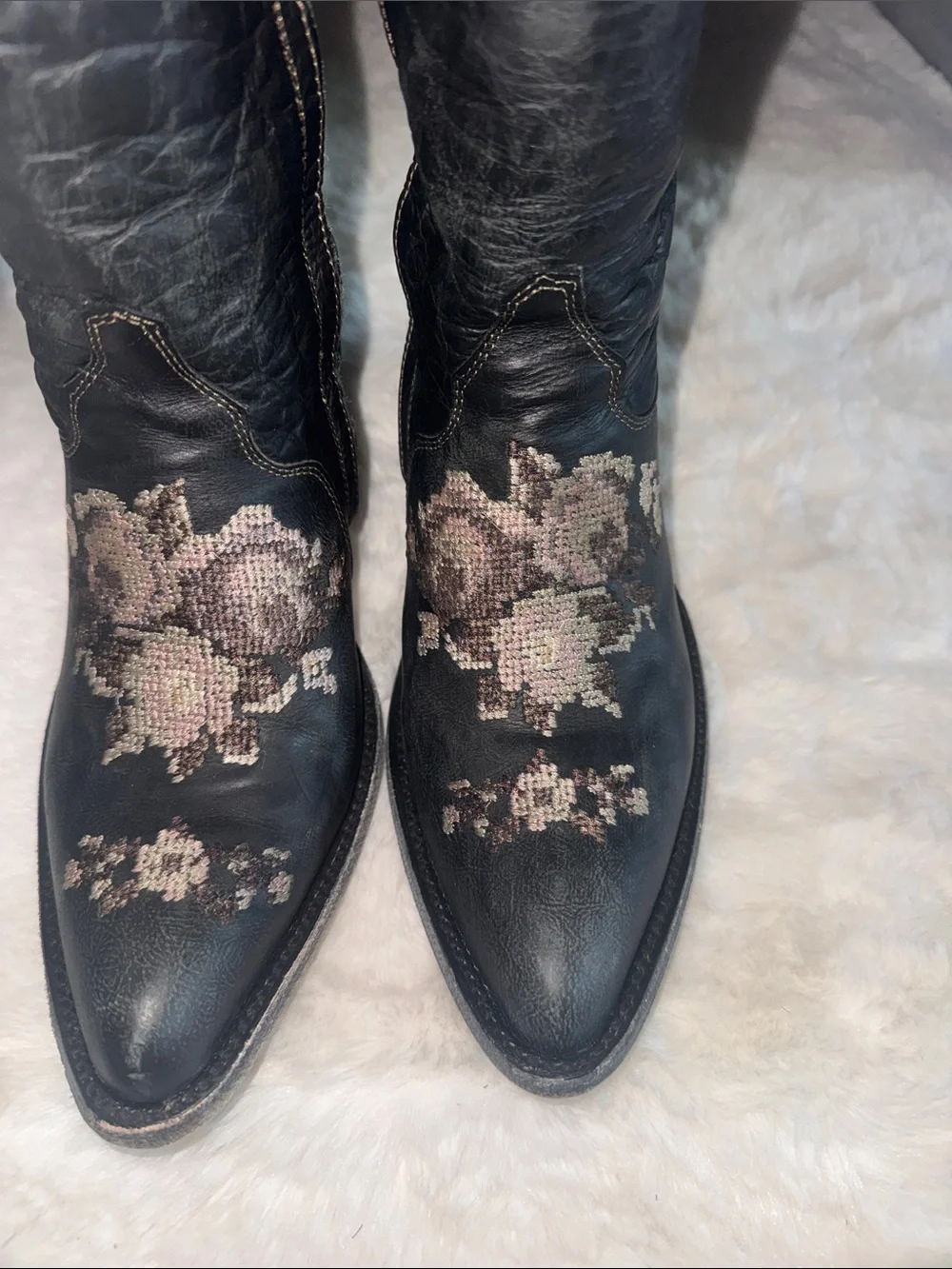 Old Gringo Black Over-the-Knee Embroidered Western Boots